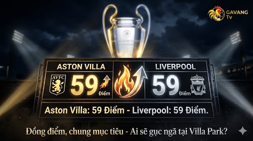 Cục diện bảng xếp hạng Ngoại hạng Anh: Aston Villa và Liverpool đồng 59 điểm trong cuộc đua giành vé dự cúp C1 (Champions League).
